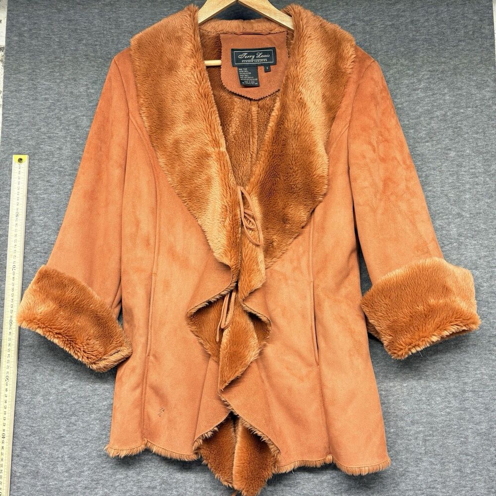 VTG Terry Lewis Classic Luxuries Orange Faux Suede & Fur Size Small